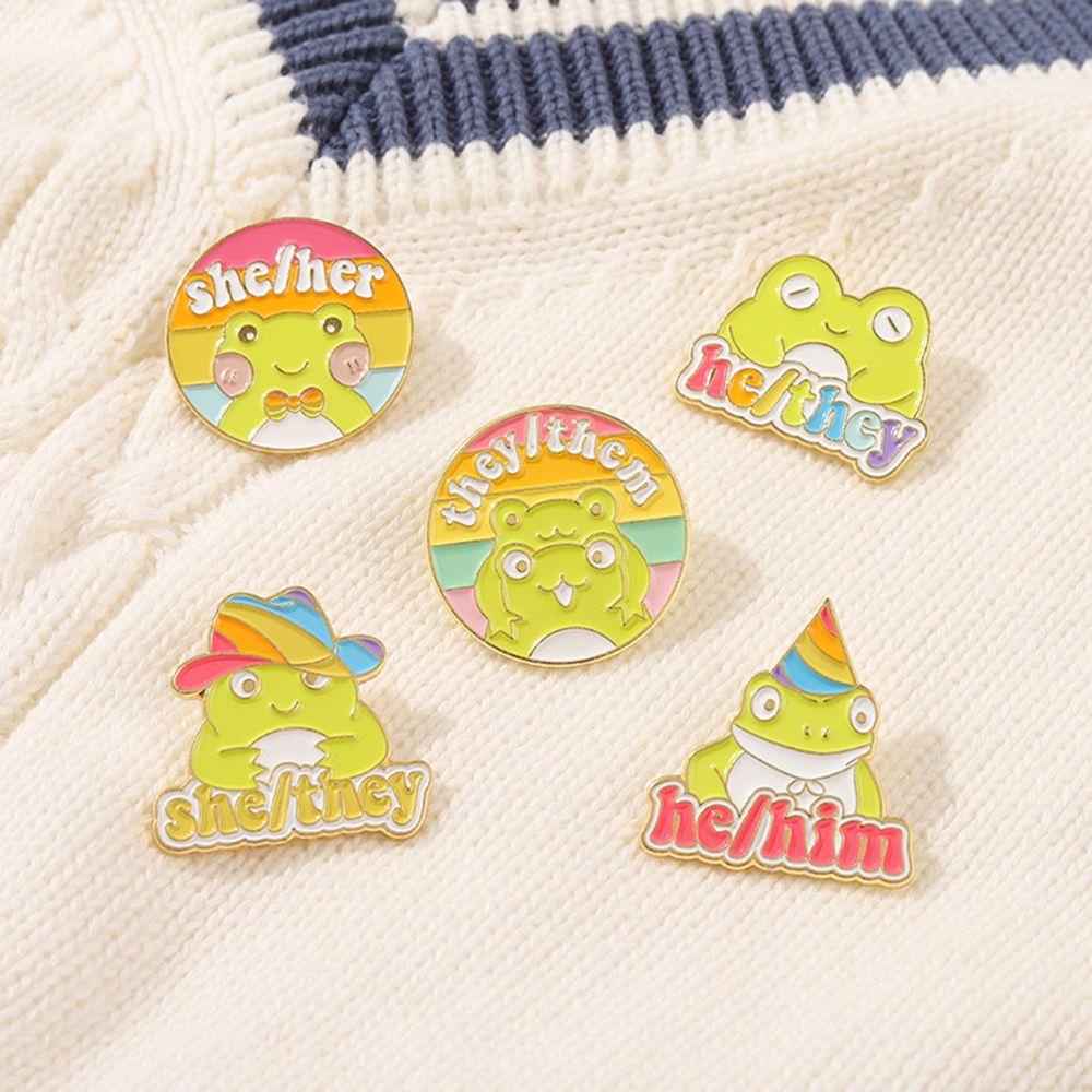 R-bunga Kodok Enamel Pin Alloy Lucu Pin Hadiah Lencana Anak