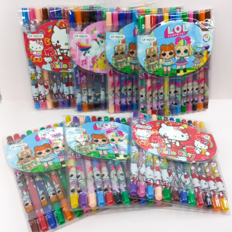 Crayon Putar Panjang Isi 12Warna /Rolling Crayon