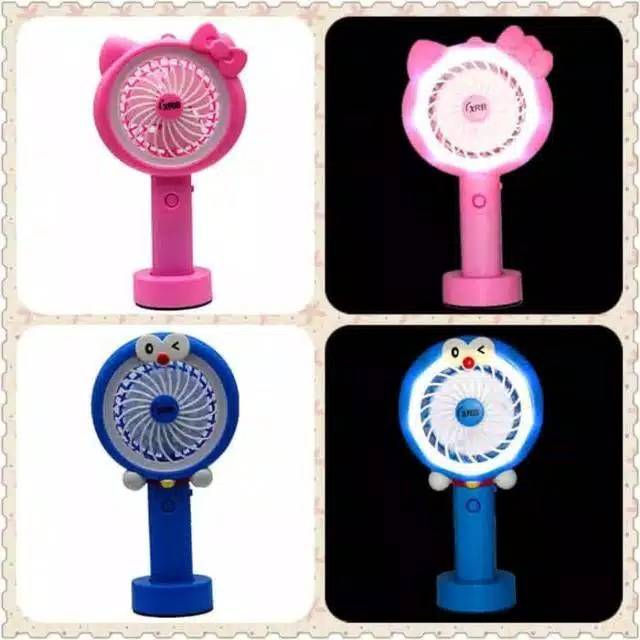 KIPAS ANGIN MINI FAN MOTIF KARAKTER + ADA LAMPU