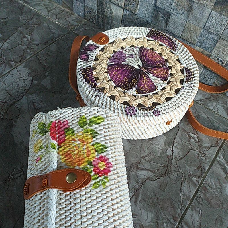 Tas rotan murah / Tas selempang bulat