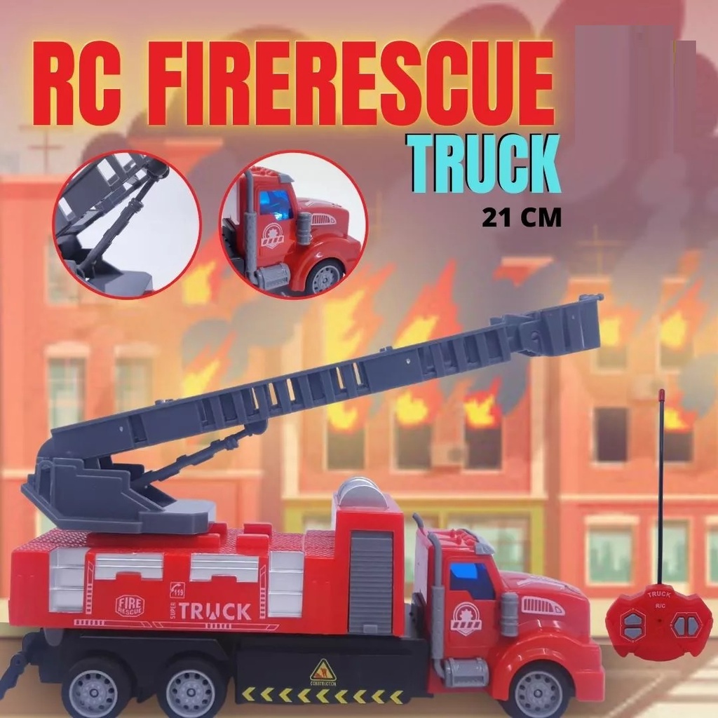 RC FIRE RESCUE LADDER TRUCK MAINAN REMOT TRUK TANGGA PEMADAM SKALA 1:36 DAMKAR