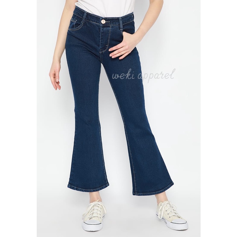 WEKI  Celana Jeans Cutbray  Wanita Highwaist Polos