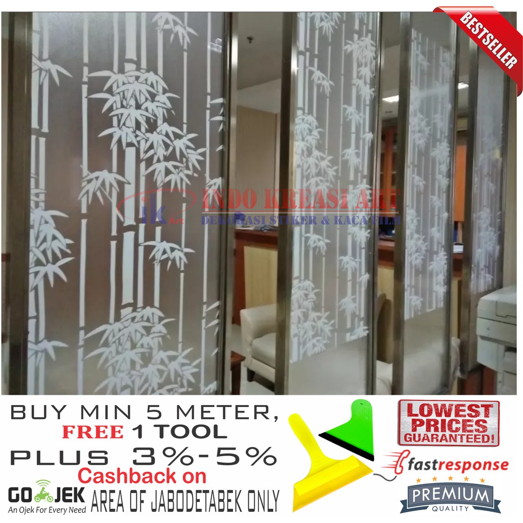 STIKER KACA STICKER KACA MOTIF BAMBU SERAT 122 KACA FILM MOTIF PELAPIS KACA JENDELA