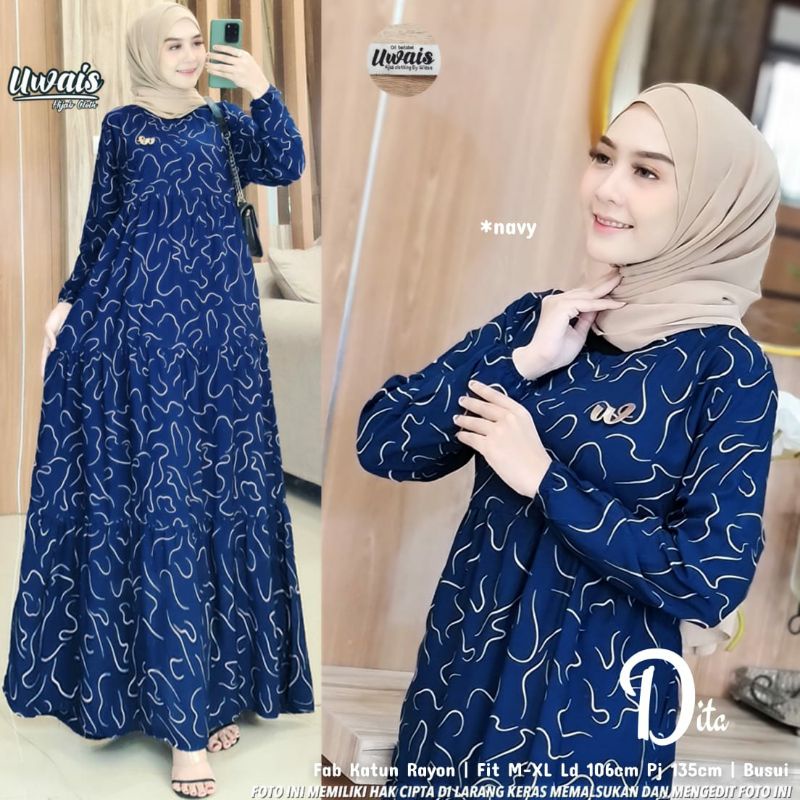 DITA BY UWAIS/gamis/gamis solo/katun rayon/cotton linen/gamis terbaru/gamis lebaran/dress