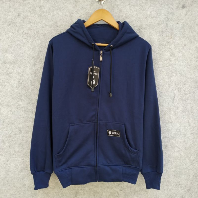 Jaket Polos Original Nionic Navy Pria dan Wanita Kualitas Premium Free Gantungan Kunci