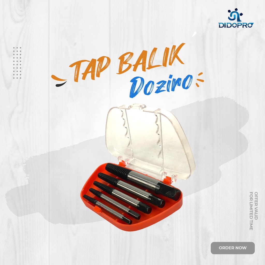 DOZIRO Tap Balik Set 5 pcs Screwdriver Extractor Alat Pembuka Baut Rusak