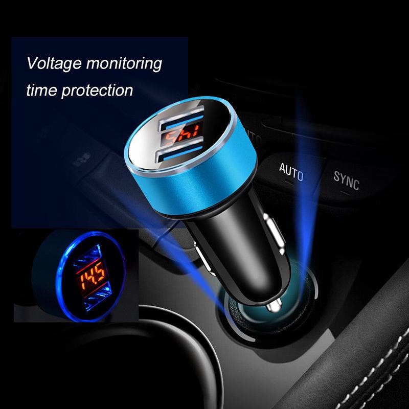 Car Charger 5V 3.1A Dual USB Port Quick Charge LED Display