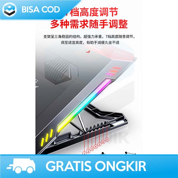 GAMING COOLER PAD FOR LAPTOP 6 FAN USB PORT BY NUOXI Q8 SILVER LED RGB