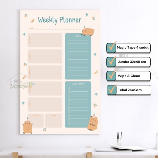 

Poster Planner Schedule Board Monthly | Papan Jadwal Tulis Aesthetic Ukuran 32x48 CM | To Do List A3