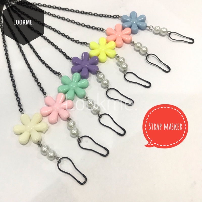 strap mask RANTAI HITAM BINTANG mutiara/strap masker hijab/tali masker/kalung masker