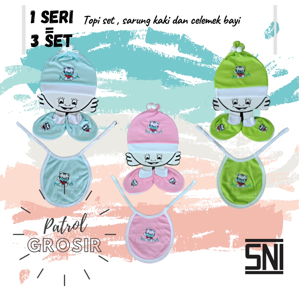 1 Seri Topi Set Bayi | 3 in 1 | New Born