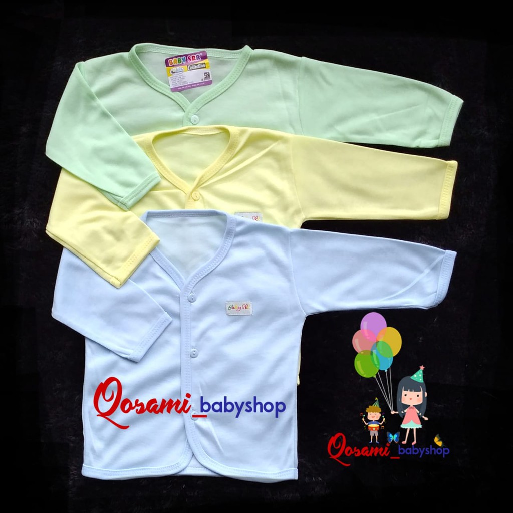 BABY SRR 3 pcs Baju KANCING PANJANG POLOS Bayi Newborn SNI