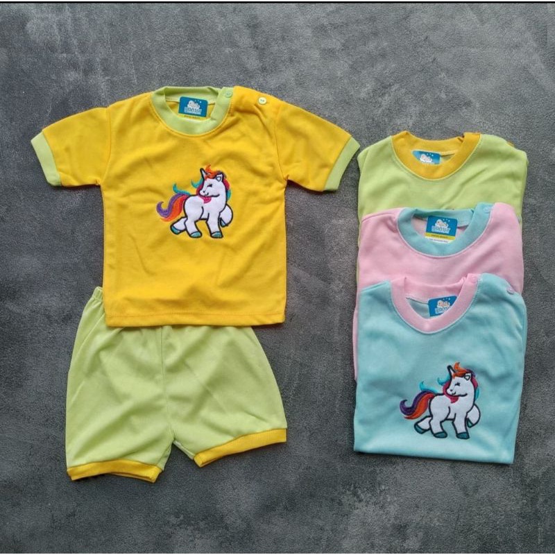 SETELAN BAJU BAYI TANGAN PENDEK UNICORN