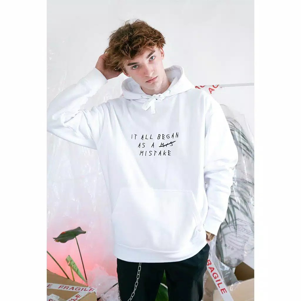HOODIE JUMPER IT ALL BEGAN AS A MIS MISTAKE SIZE M-XXL (PRIA & WANITA)