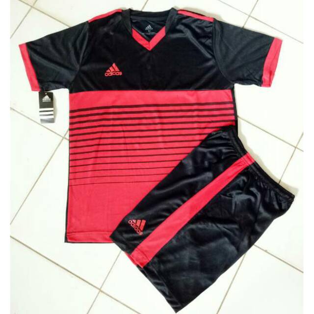 Jersey futsal adidas line hutam merah