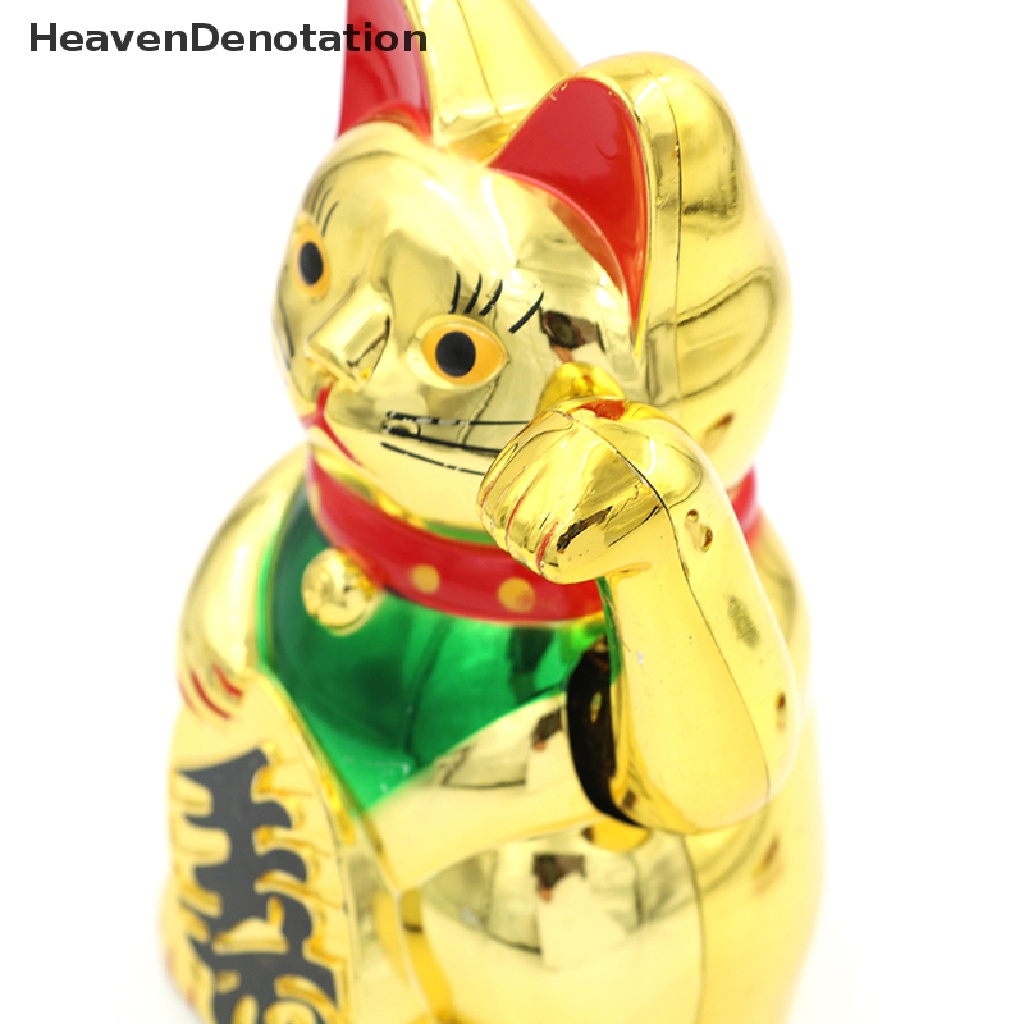 [HeavenDenotation] 6&quot; Chinese lucky waving golden cat figure with moving arm feng shui decor gift