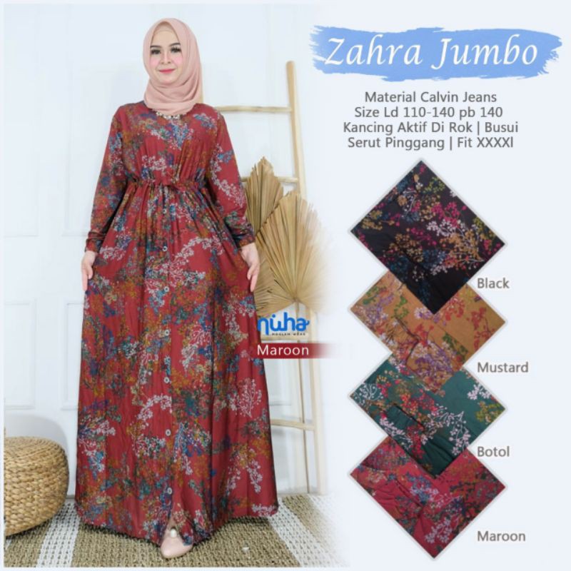 ZAHRA JUMBO/DRESS/GAMIS/DRESS MURAH/GAMIS MURAH/DRESS MUSLIM/PAKAIAN MUSLIM WANITA By:Nuha