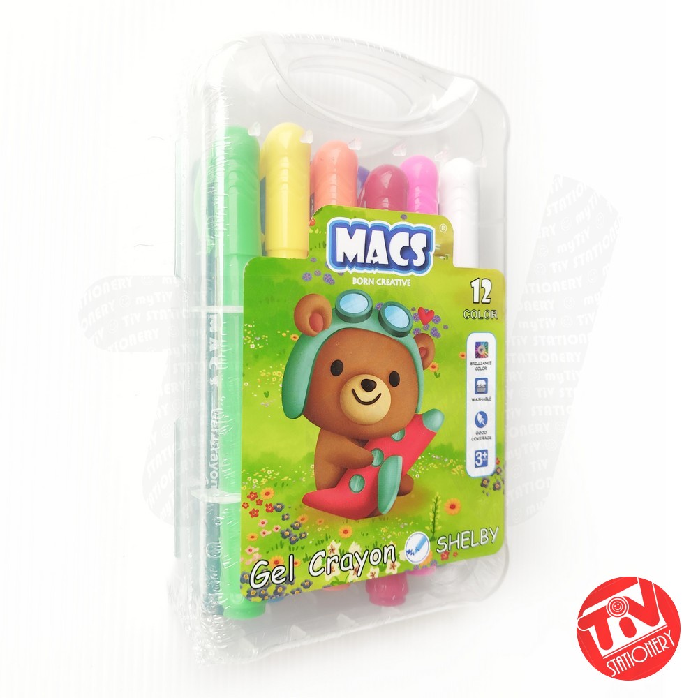 

Silky Gel Crayon Macs 12 Colors (Washable, Twist / Putar)