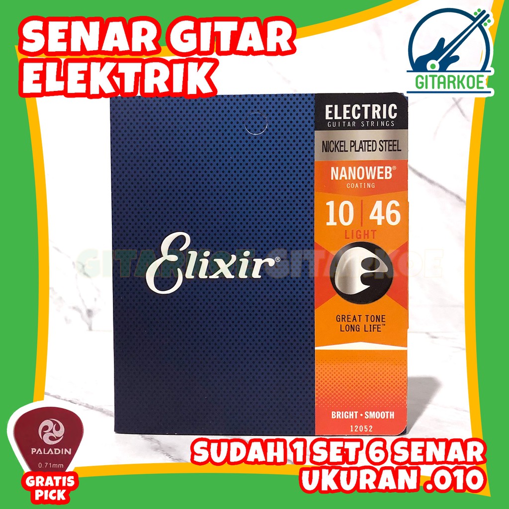 Senar Gitar Elixir Elektrik Anti / Tahan Karat Ukuran 010 046 Nano Web