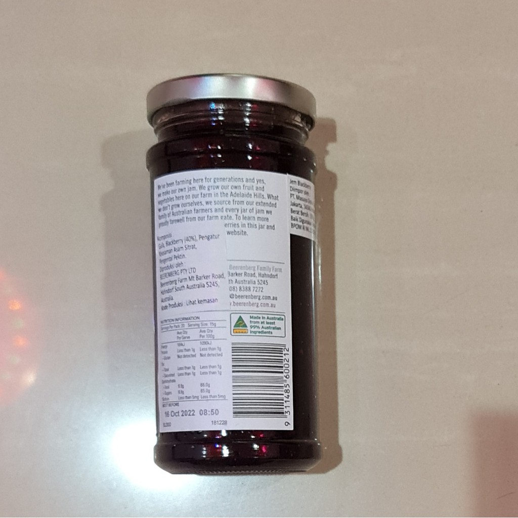 Selai Roti Rasa Buah Beerenberg Australian Blackberry Jam 300 Gram