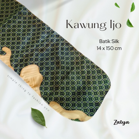 New Arrival ZATYA Long Syal/Scarf Batik Silk Series-Kawung Ijo