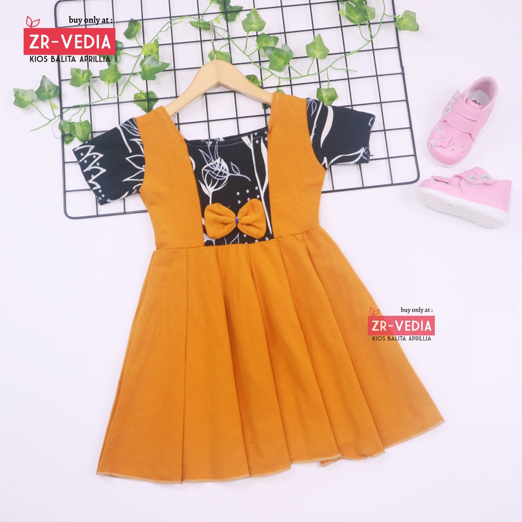 Dress Nadine uk 3-5 Tahun / Dres Pesta Anak Perempuan Murah Harian Lengan Pakaian Baju Cewek Import