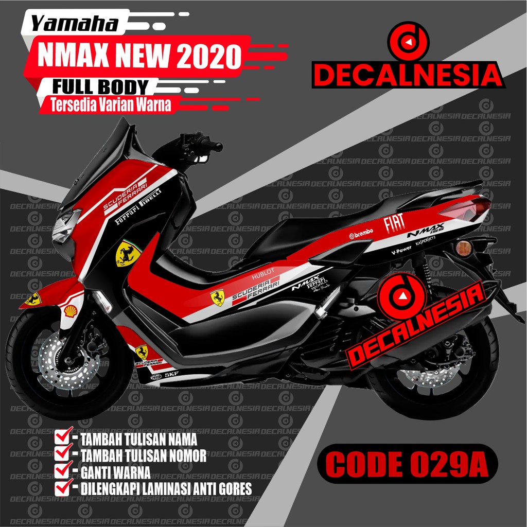 Decal Stiker Nmax New 2021 2022 Full Body Motor Yamaha Ferrari facelift Modifikasi Variasi Aksesoris Sticker 2020 C29