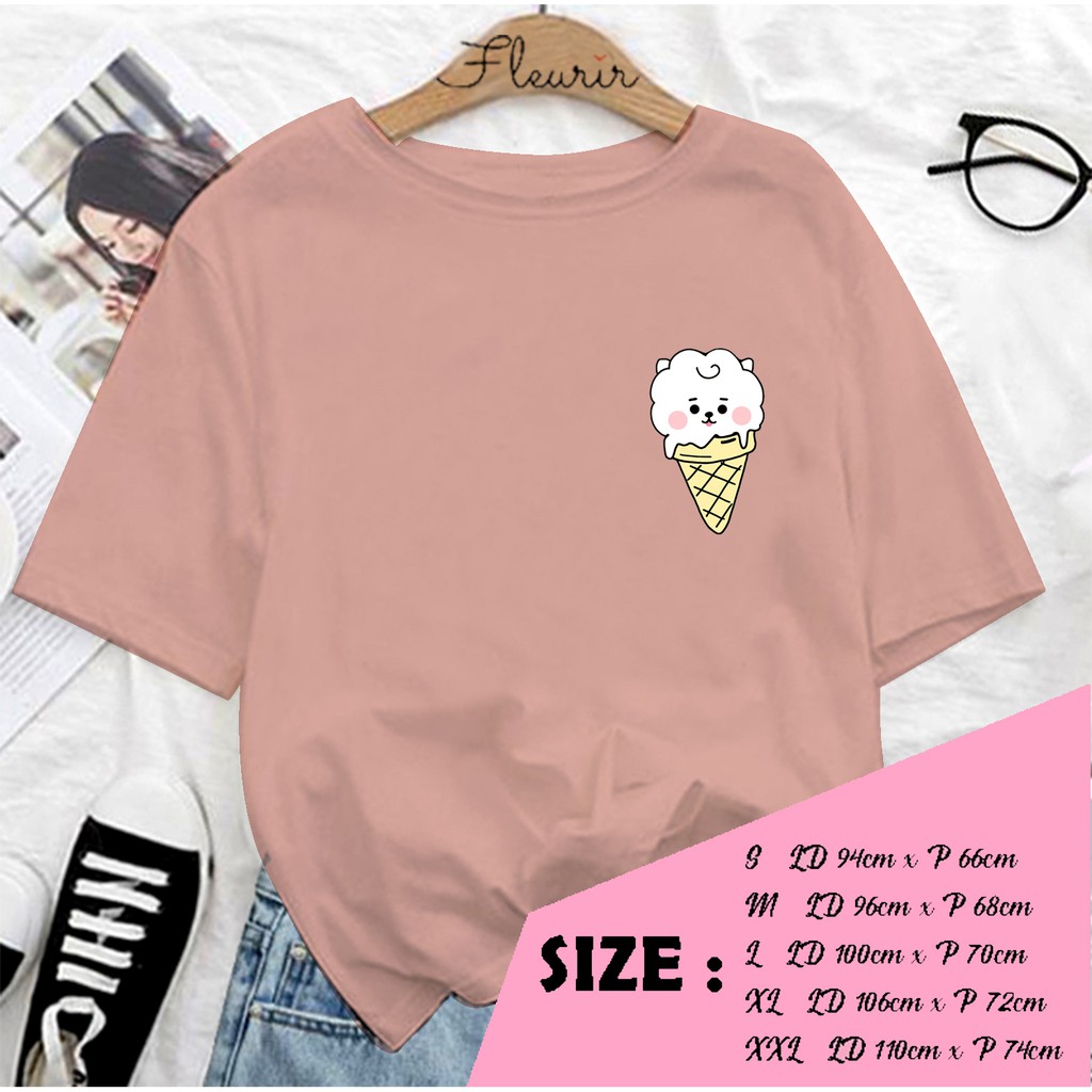 FLEURIR - KAOS RJ ICE CREAM WANITA DEWASA LENGAN PENDEK TEE UNISEX WANITA PRIA