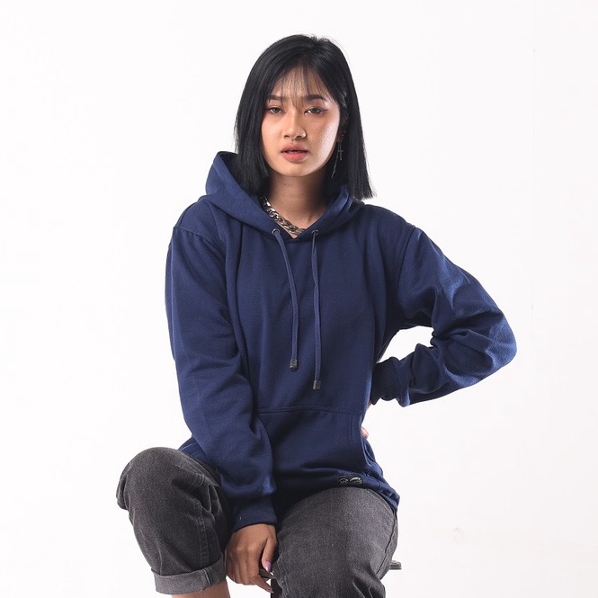 Mcvois Sweater Hoodie Polos Navy Pria Wanita Premium