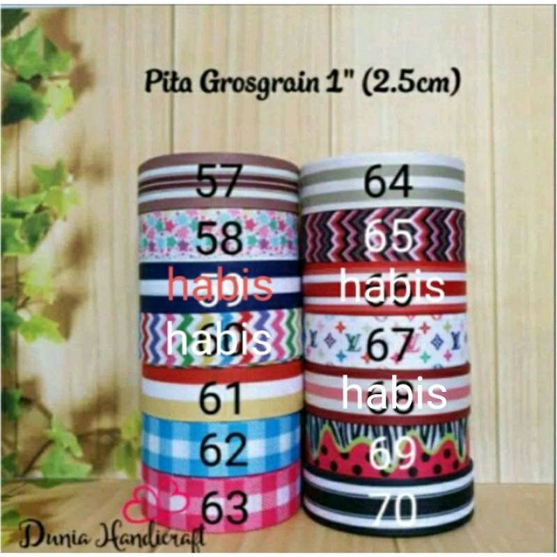 

Pita Grosgrain 1" (2.5cm) garis kotak salur zigzag 20 yard