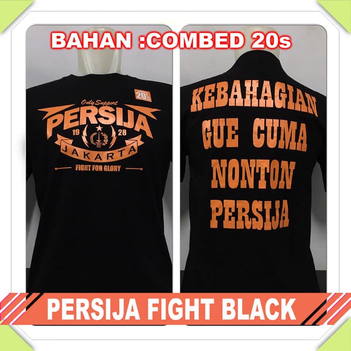 kaos baju distro bola lokal indonesia PERSIJA FIGHT BLACK - Hitam, L