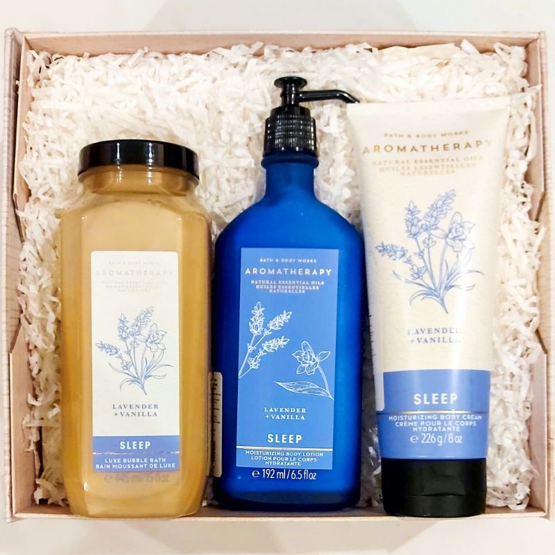 BBW AROMATHERAPHY SLEEP LAVENDER + VANILLA GIFT SET PAKET BATH &amp; BODY WORKS