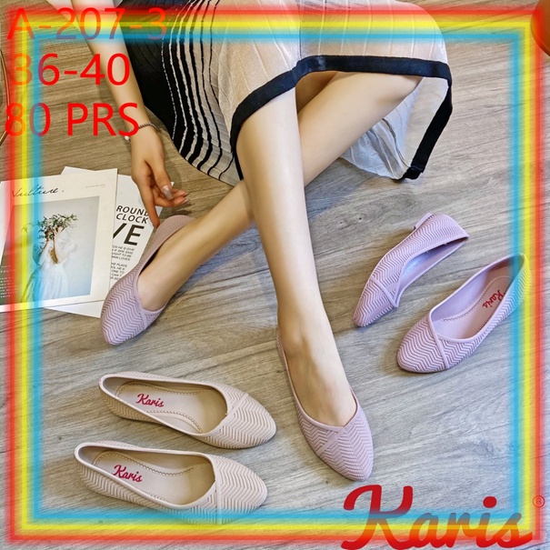 A207-3 Sepatu Jelly Karis Sepatu Kerja Wanita Flat Shoes Cewek Kasual Kekinian Import