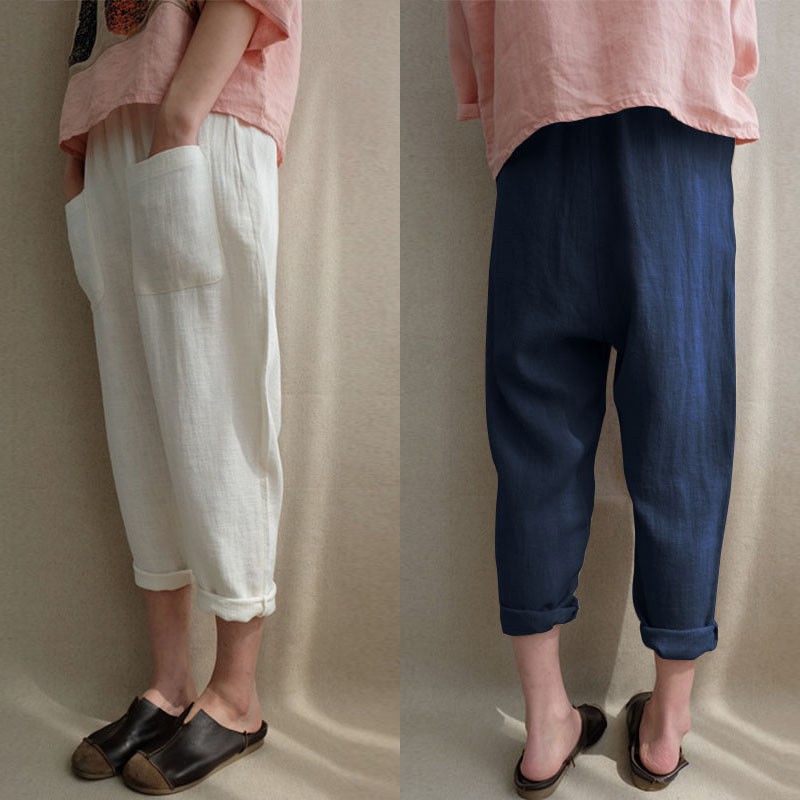  Celana  Panjang  Wanita Casual Model  Longgar Bahan Katun 