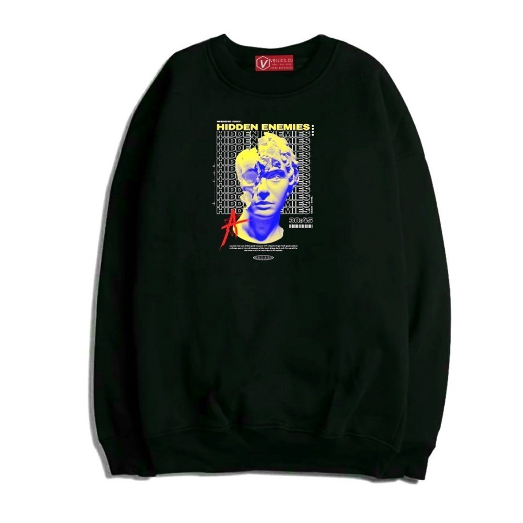 Crewneck Veltic Pria Distro Keren Hitam Suwiter Premium Pria Wanita