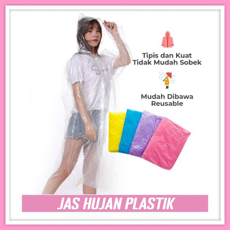 [ COD ] JAS HUJAN PLASTIK MURAH BENING JUMBO SEKALI PAKAI / Jas Hujan Anak Dewasa Tebal Sekali Pakai