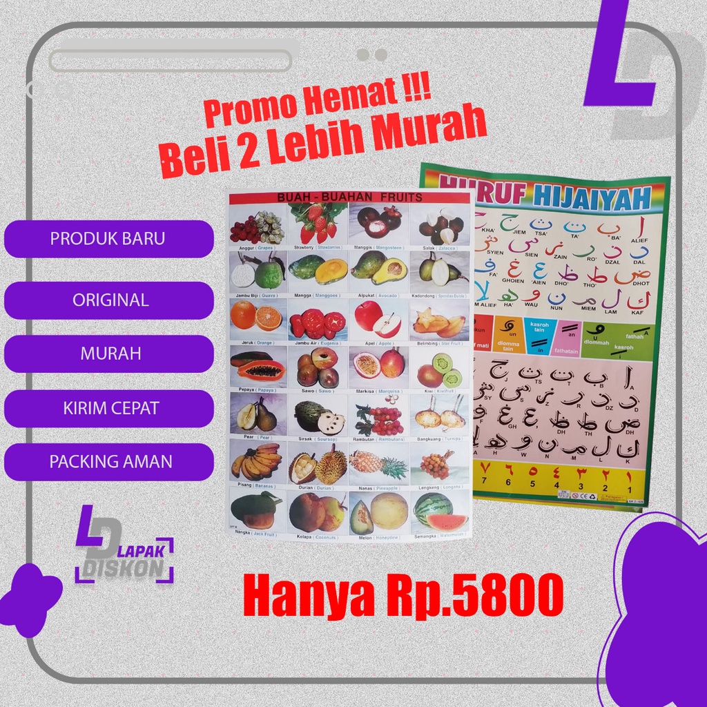 

Promo Poster Beli 2 Lebih Murah | Poster Buah-Buahan Dan Poster Huruf Hijaiyah