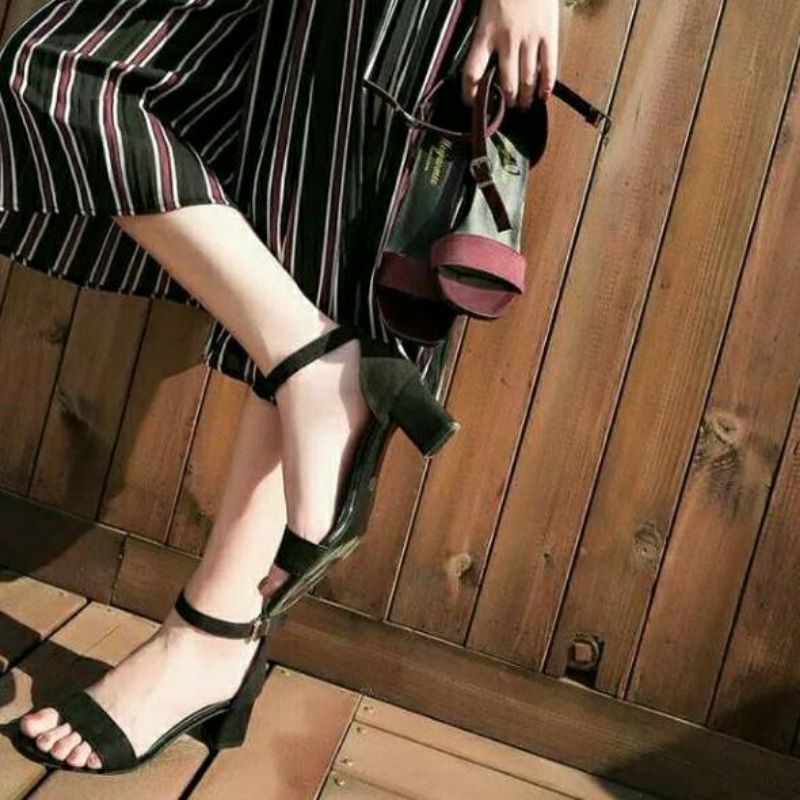 Sandal Heels Hak Tahu Wanita Tali Strapy/Sendal Pesta Cewek Kekinian Terbaru