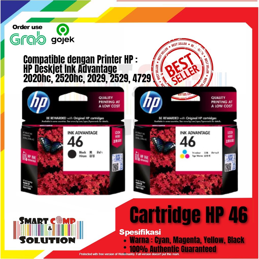 Catridge Printer HP 46 Refill HP Deskjet 2029 2529 4729 2020hc 2520hc