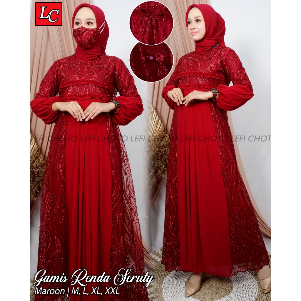 Gamis Renda Ceruty / Gamis Modern / Kebaya Pesta / Kebaya Brukat / Gamis Pesta Mewah /Kebaya Modern