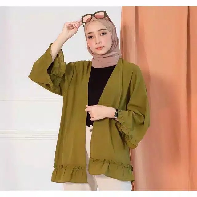 CARDI KANAYA RUFFLE OUTER / KANAYA OUTER CARDI / CARDIGAN REMPEL OUTER MOSCREPE OUTER TERBARU