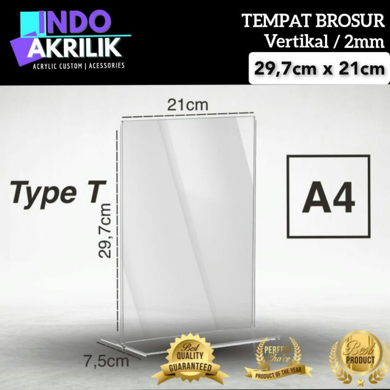 

TEMPAT BROSUR / TENT HOLDER / TENT CARD AKRILIK A4 2MM | DISPLAY 2 SISI