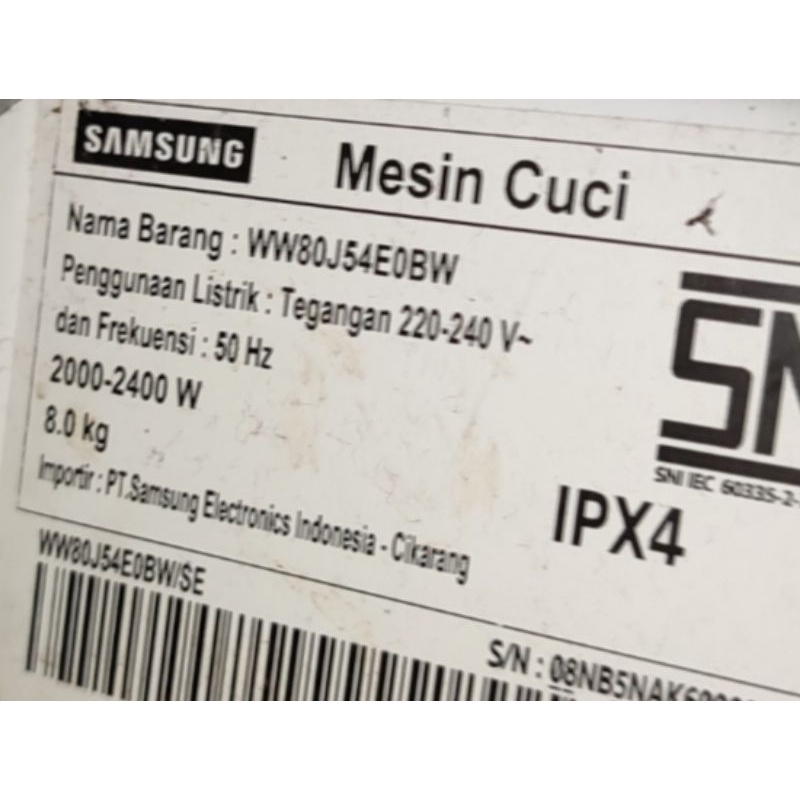 SEGITIGA MESIN CUCI SAMSUNG WW80J54E0BW