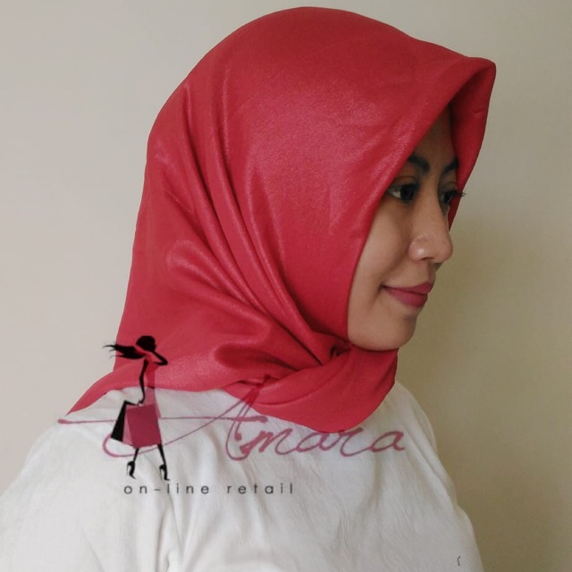 Best seller hijab jilbab segi empat kerudung murah shinar glitter merah hati