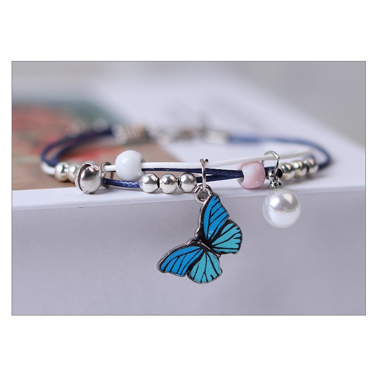 Butterfly Gelang Pasangan Desain Kupu-Kupu | Gelang Untuk Wanita | Kalung Rantai Dengan Liontin Bunga Untuk Wanita | Kotak Hadiah Untuk Souvenir