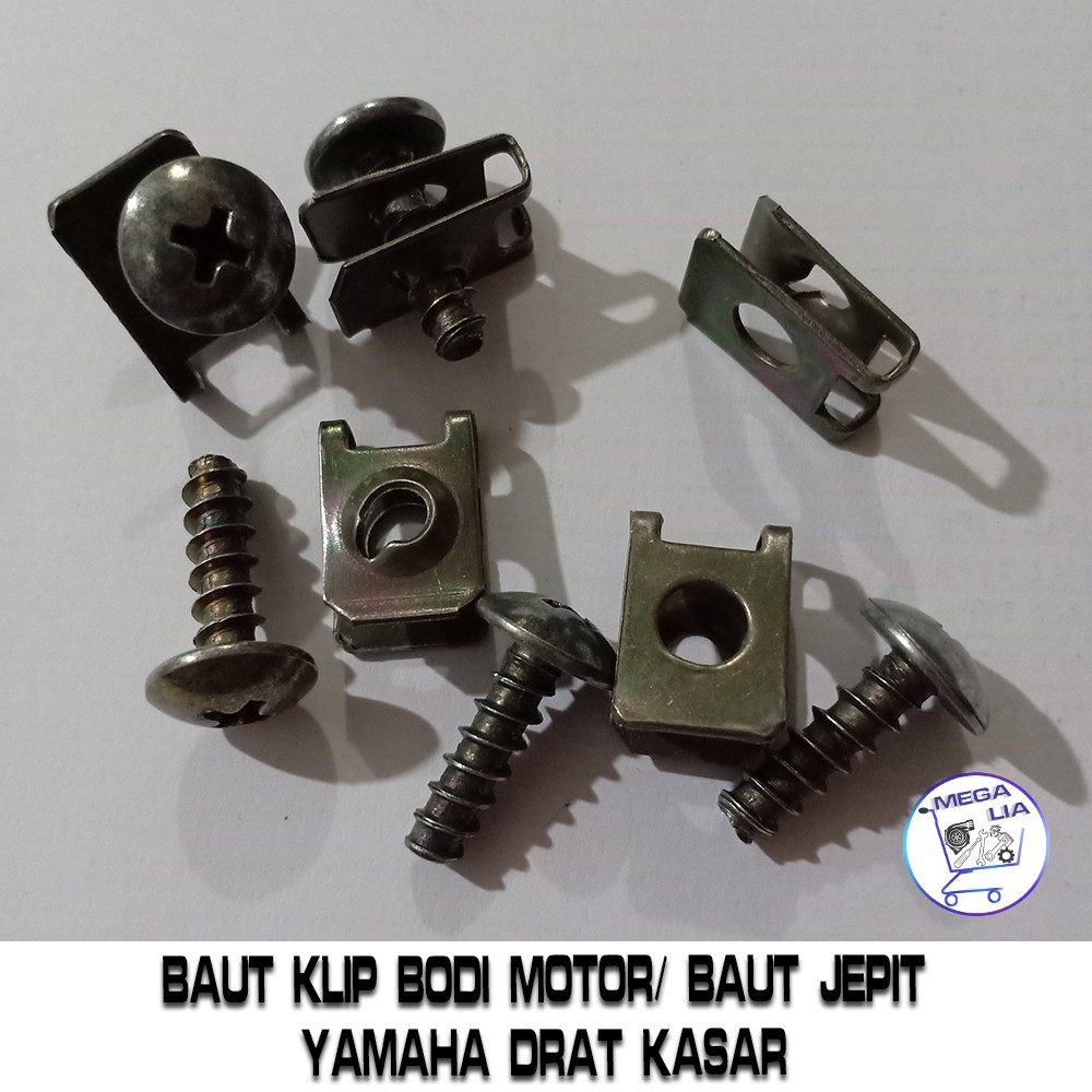 Baut Klip Bodi Motor 10 pcs - Baut Jepit Yamaha Drat Kasar - Baut Klem