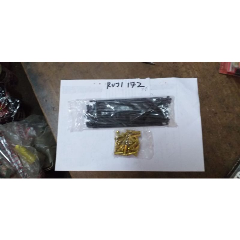 RUJI JARI JARI SEPEDA MOTOR SPOKE SET 172 BLACK GOLD 10-172