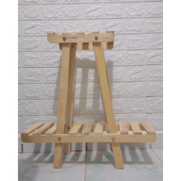 rak pot bunga kayu halus susun minimalis murah, tempat bunga dari kayu, rak hias sudut ruang tamu