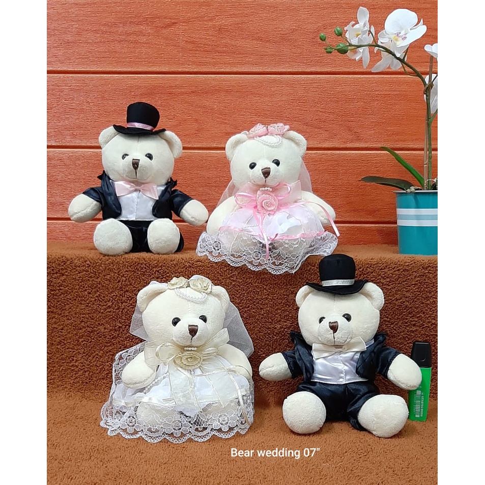 Boneka Bear Pengantin 18cm/07''/boneka wedding/boneka pasangan/bear pengantin/Boneka Teddy Bear couple