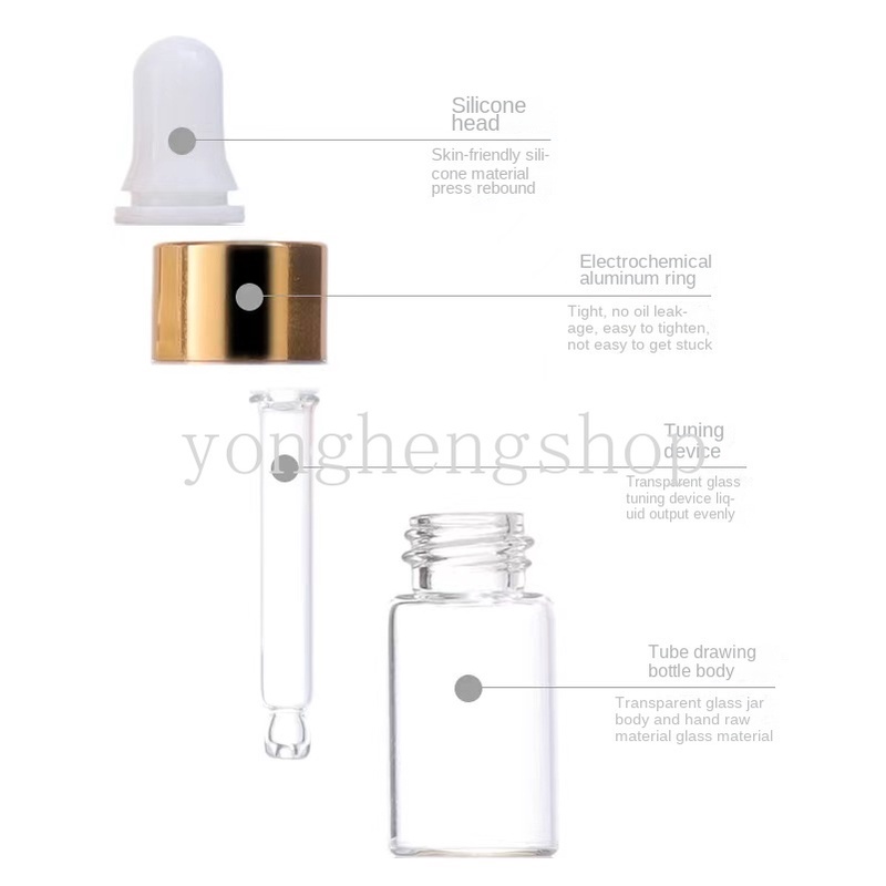 Botol Pipet Kaca Bening Isi Ulang Ukuran 5 / 10 / 15ml Untuk Minyak Esensial Serum Aromaterapi